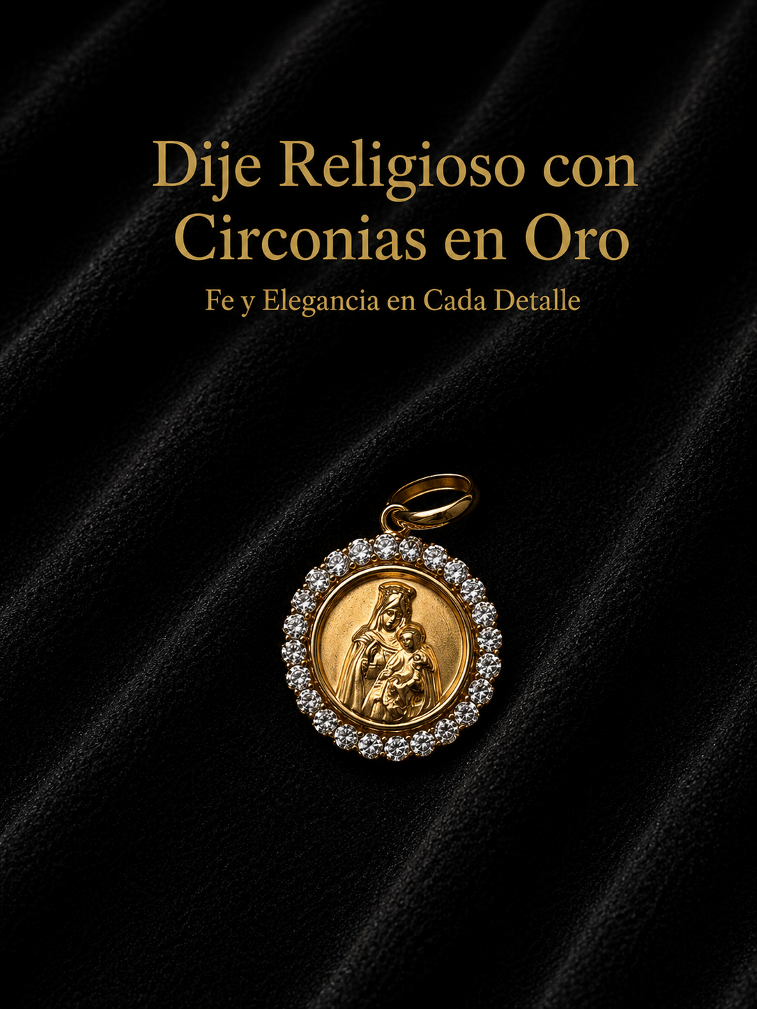 DIJE RELIGIOSO CON CIRCONIAS EN ORO